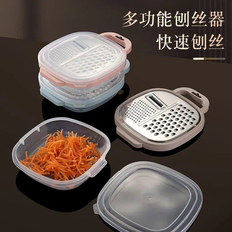 Multipurpose kitchen 3in1 fruit and vegetable grater with storage container and lid