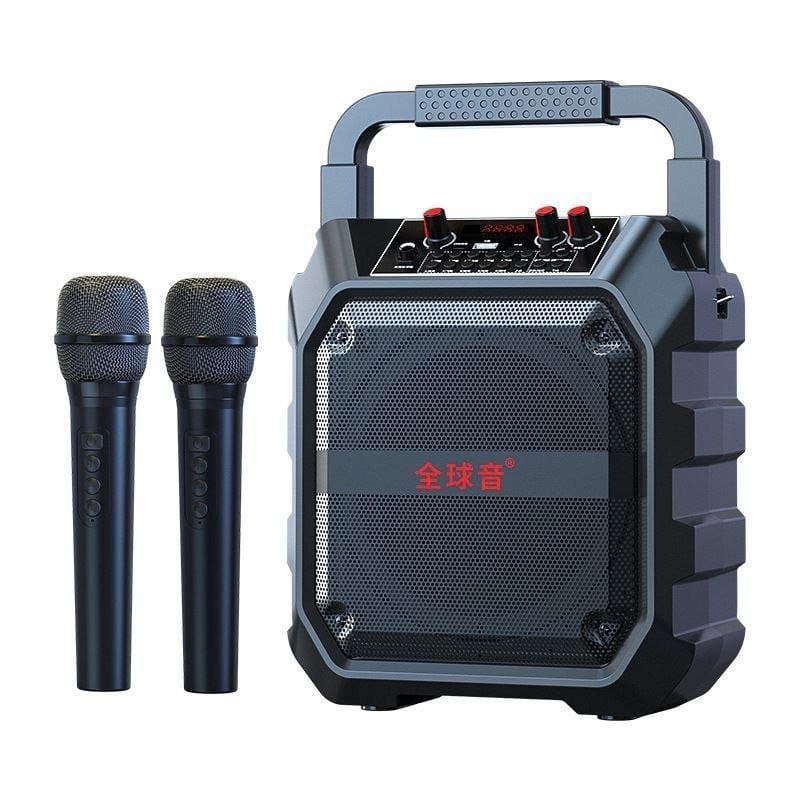 Karaoke Speakers with 2 microphones..

Bluetooth
Content creating 
Radio.
USB.
Flashdrive.