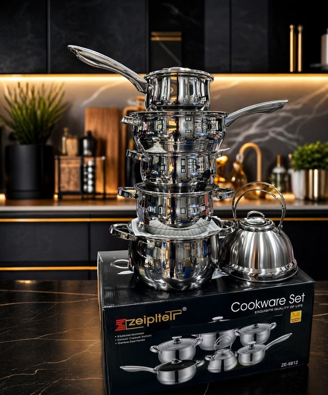 Zeiplteir 12pc German Stainless Steel Cookware Pot Set.