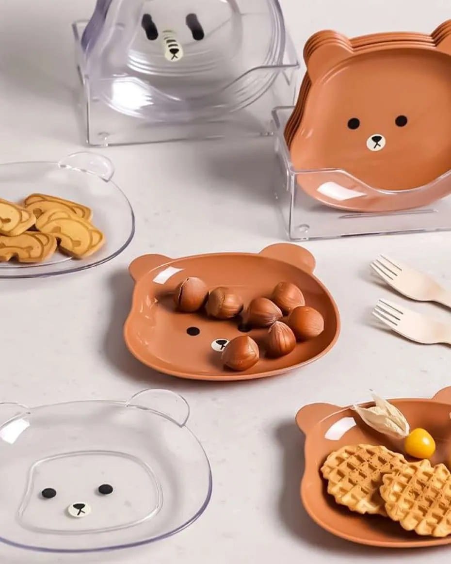 Household Bear Bone Spitting Dish Snack Snack Fruit Plate Cartoon Dried Fruit Dish with Base Seasoning Dish Snack Dish