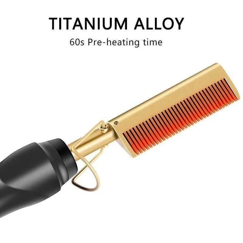 2 in 1  Electric Hot Heating Comb Hair Straightener Curler Wet Dry Hair Iron Straightening Brush Hair Styling Tool.