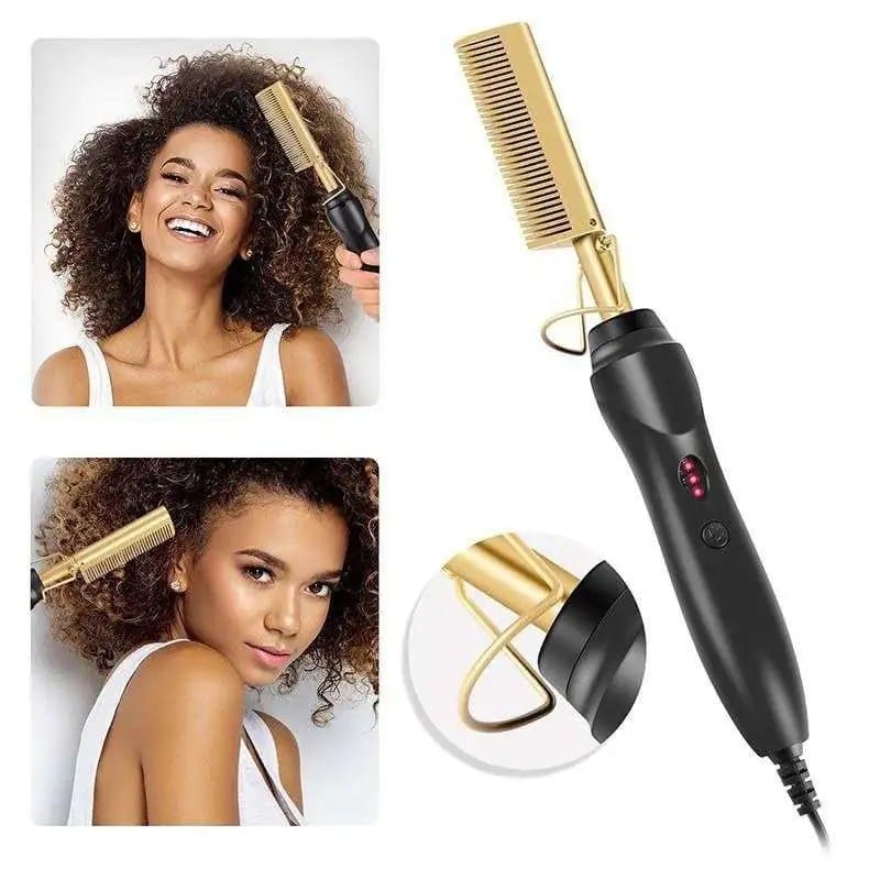 2 in 1  Electric Hot Heating Comb Hair Straightener Curler Wet Dry Hair Iron Straightening Brush Hair Styling Tool. 2