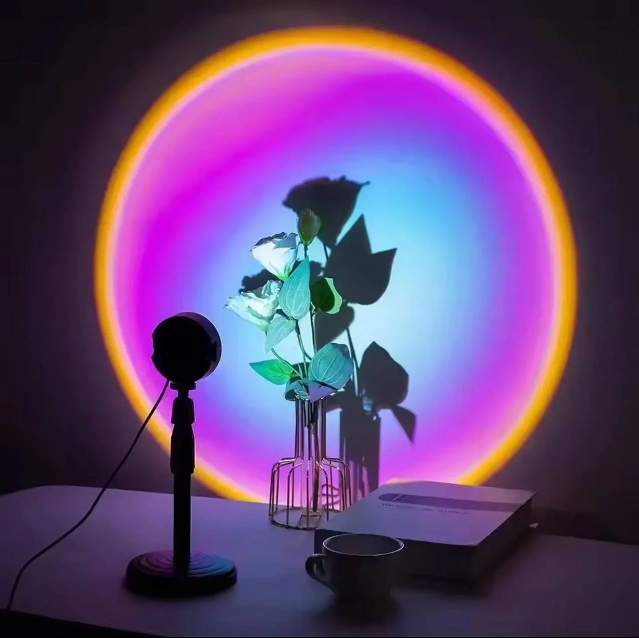 Rainbow Glow Sunset Night Light Projector – Vibrant Bedroom Lamp &amp; Tiktok Wall Display