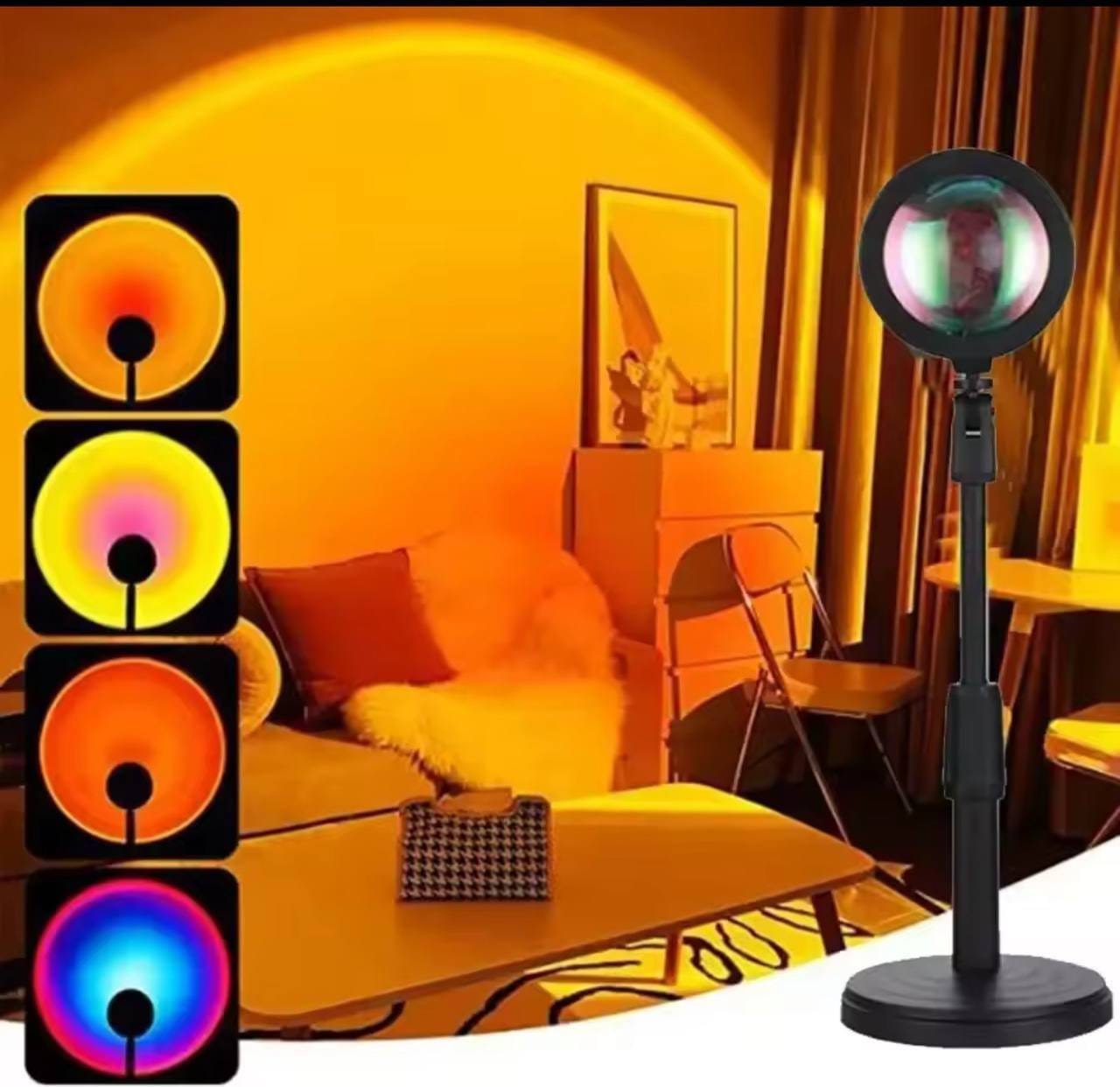 Rainbow Glow Sunset Night Light Projector – Vibrant Bedroom Lamp &amp; Tiktok Wall Display 2