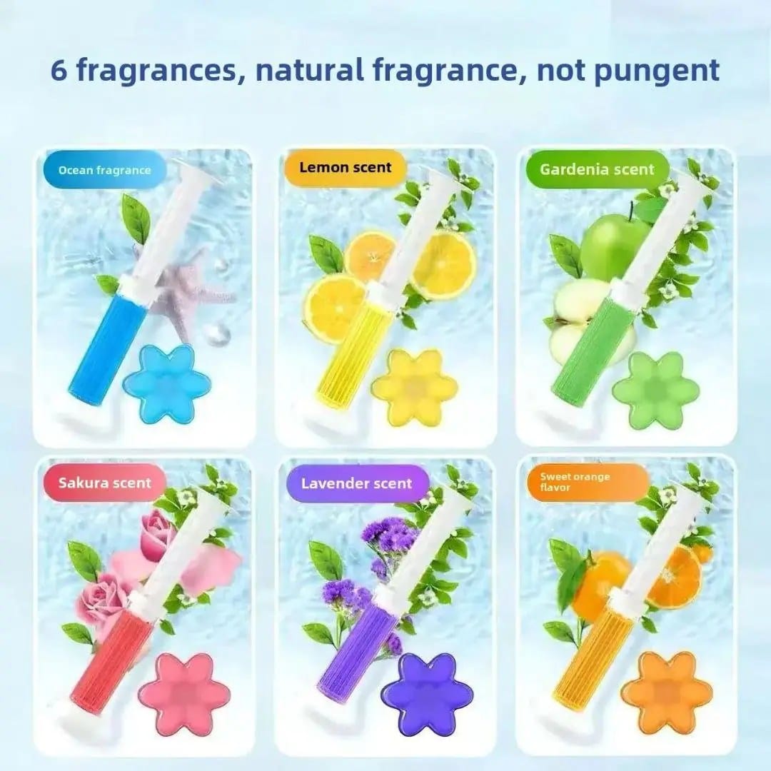 Toilet Flower Fragrance Bathroom Deodorizer, Bowl Cleaner Toilet Wand Refills, Cleaning Supplies, Toilet Cleaning Tools 2