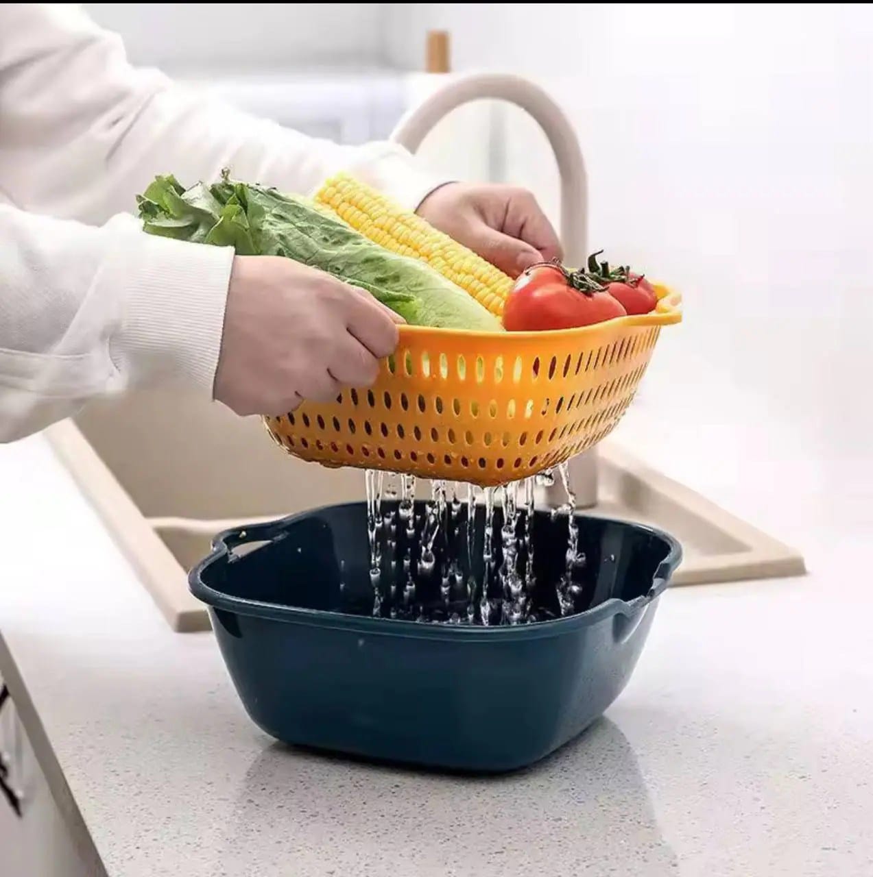 Kitchen Sink Vegetable Drain Basket Fruit Washing Basket Plastic Vegetable Washing Basin