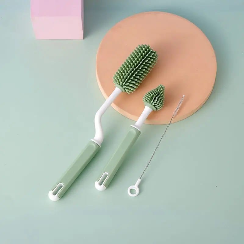 New 360° Rotating Silicone Baby Bottle Cleaning Brush Set – Bottle Brush, Nipple (Teat) Brush, and Straw Brush.3in1 2