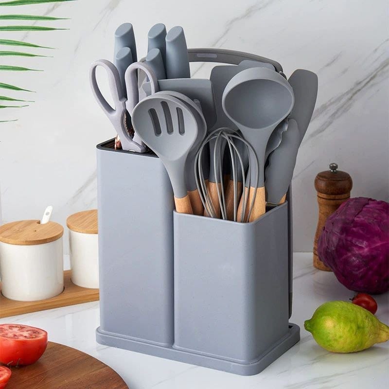 Quality 19pcs Silicon spoon and knife set 4