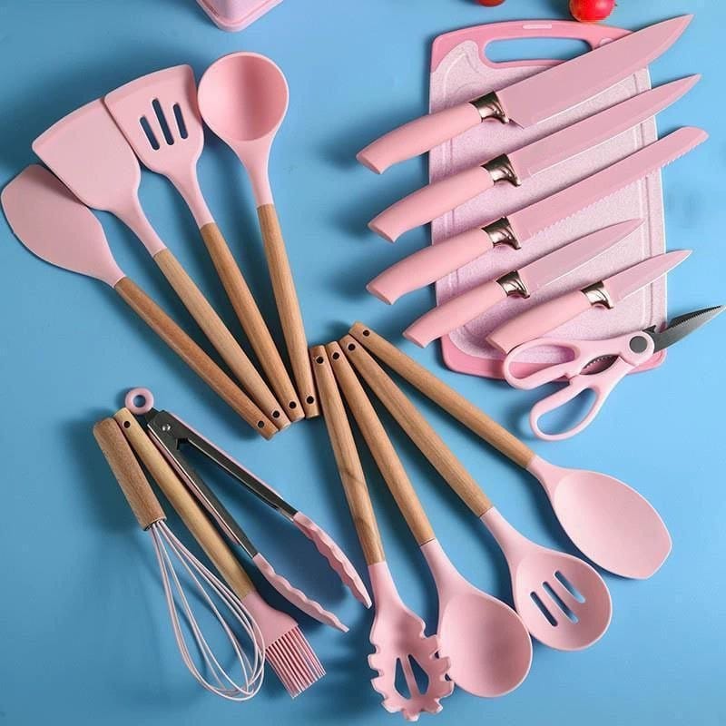 Quality 19pcs Silicon spoon and knife set 5
