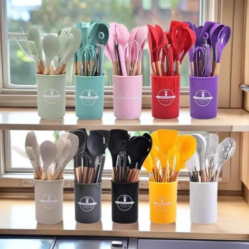 Quality 12Pcs Set Non-Stick Silicone Spoon Set
