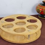 Wooden round tequila rack.