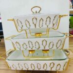 Luxury ceramic food warmer casserole dish set.