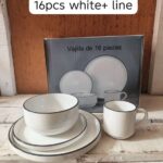 16pcs White Line Dinner Set