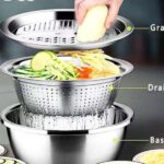 Multifunctional stainless steel 3in1 vegetable/fruit and rice washing bowl,with drainer and salad grater
26cm quality bowl